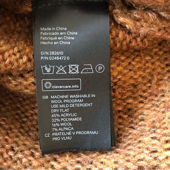 Oversized Longline Autumn Harvest Cowl Neck Tunic Sweater, Size S - Picture 5 of 5